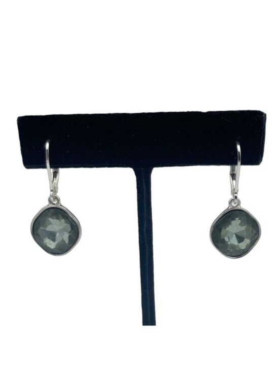unbranded Jewelry - Sterling Silver Drop Earrings With Pale Green Faceted Stones Pre-Owned Elegant
